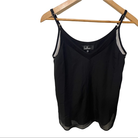 Lulus Tops - LULU'S BLACK SHEER NET V-NECKLINE ADJUSTABLE STRAP SLEEVELESS FLOWY BLOUSE
